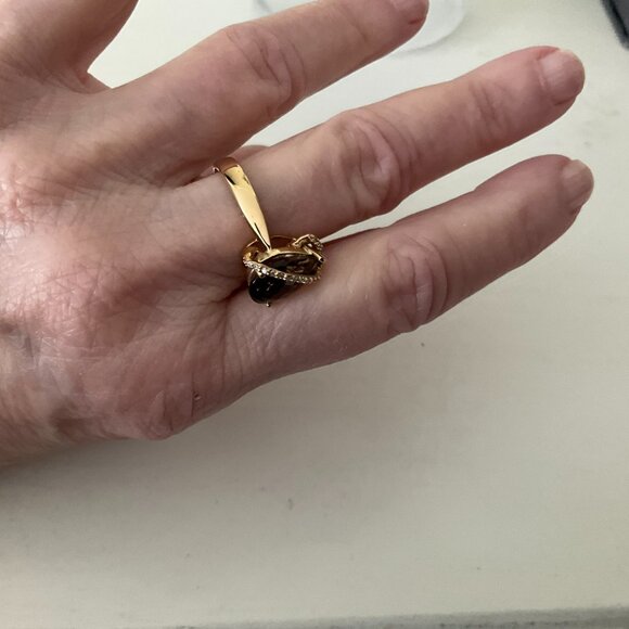 EFFY 14K solid gold Smoky quartz and diamond ring NWT - Picture 6 of 8